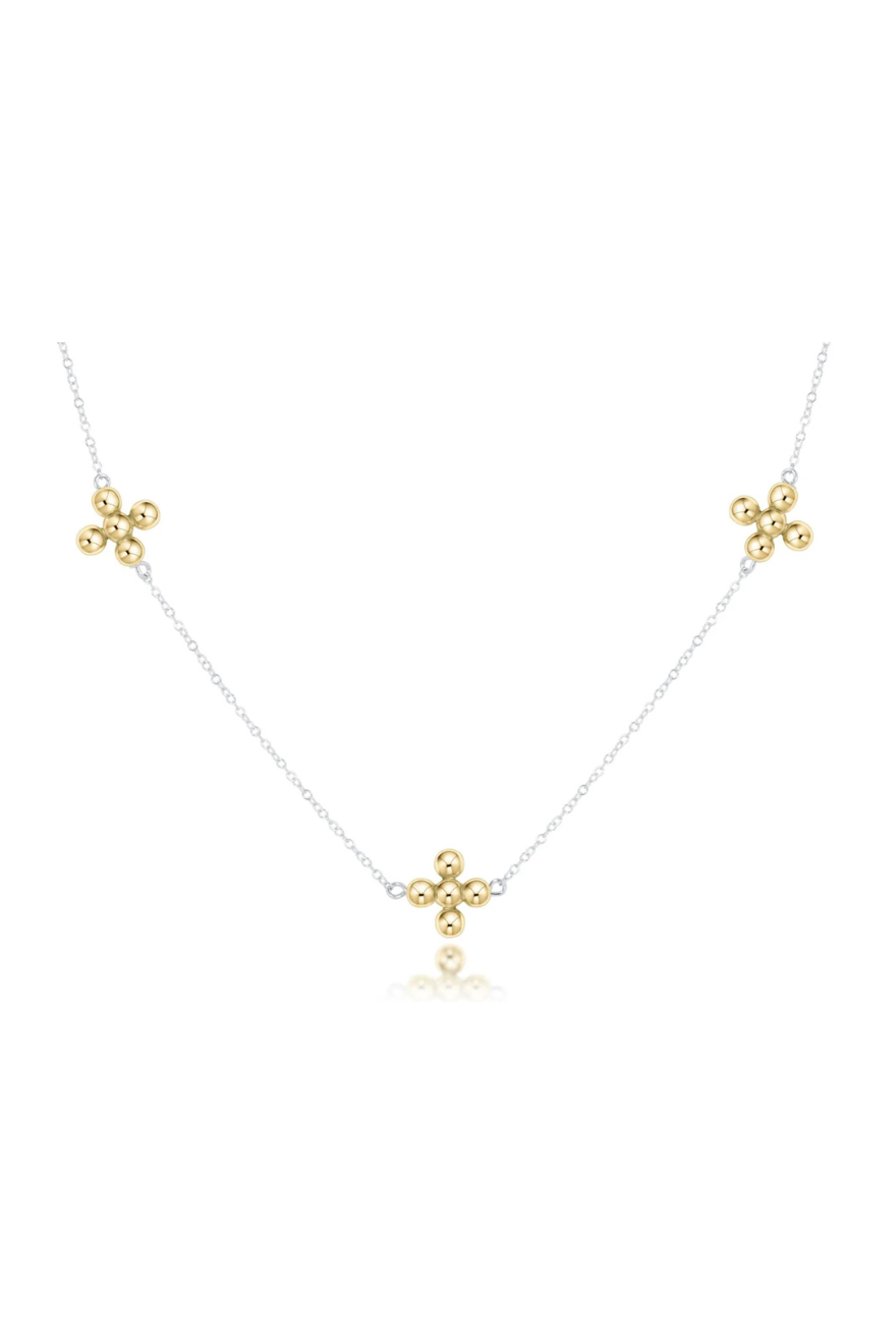 Enewton 17" Choker Simplicity Chain Mixed Metal - Classic Beaded Signature Cross