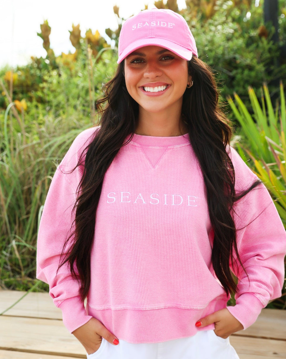 Bubblegum Cropped Seaside Corded Sweatshirt – The Seaside Style