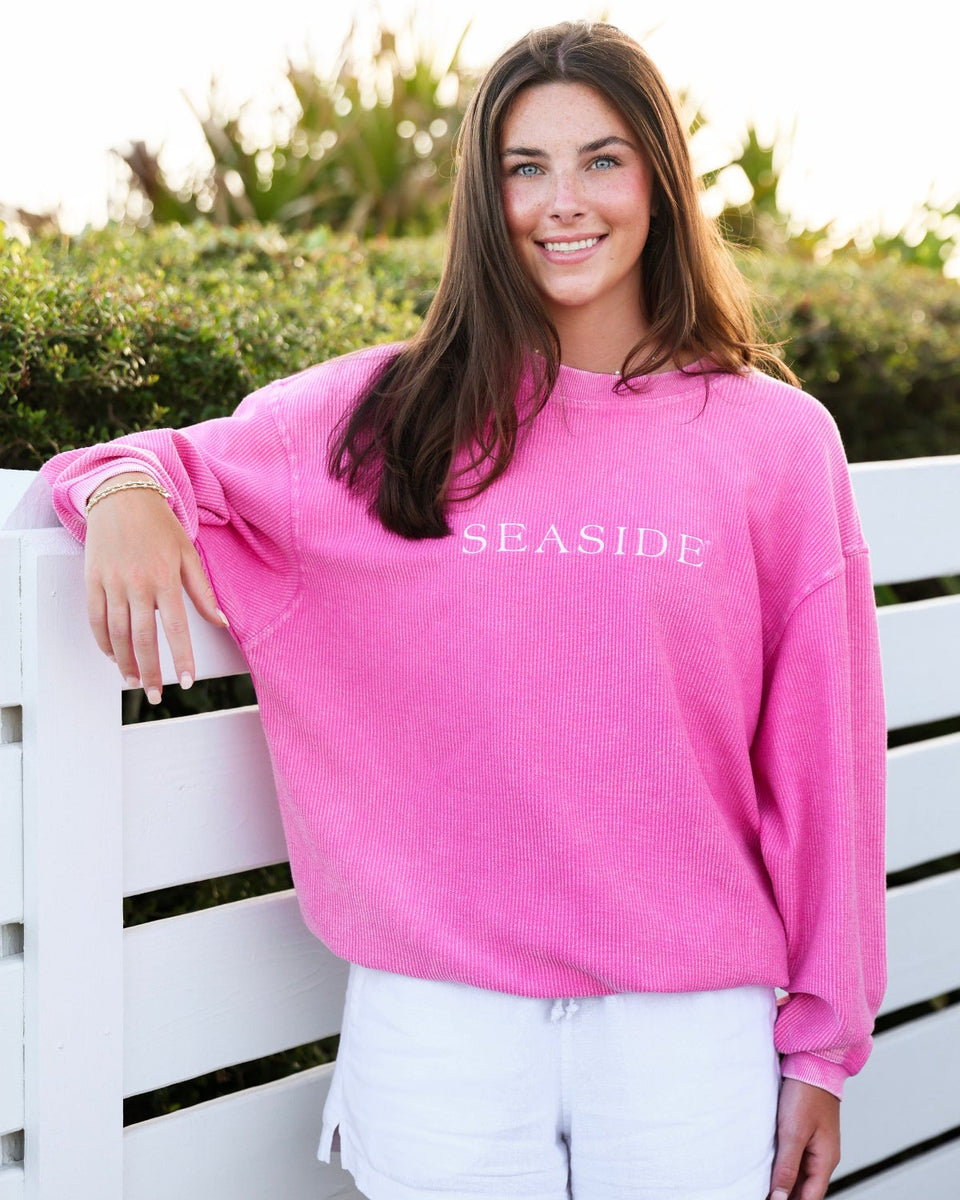 Bubblegum Seaside Corded Embroidered Sweatshirt