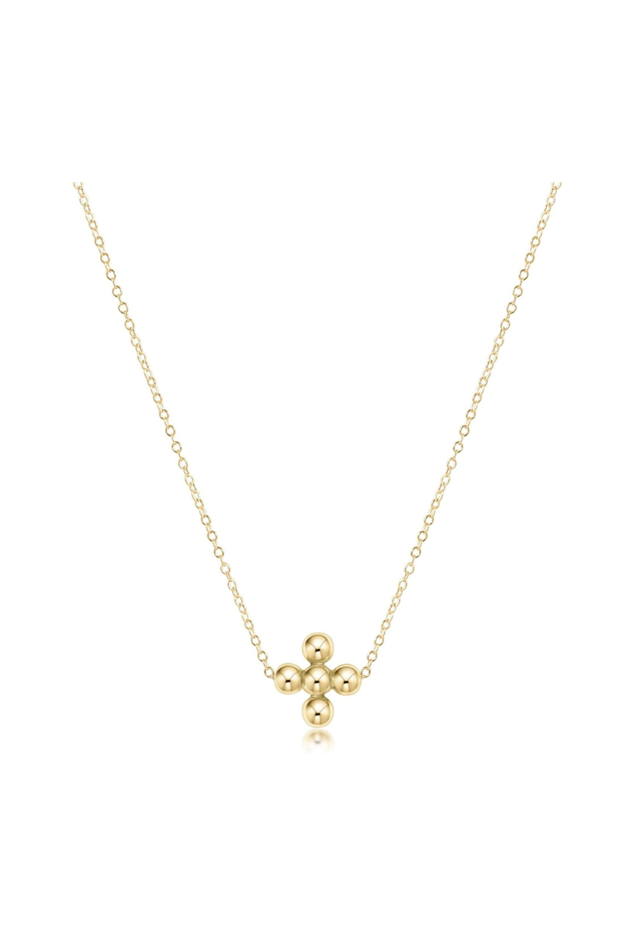 Enewton 16" Necklace Gold - Classic Beaded Signature Cross Gold - 4mm Bead Gold