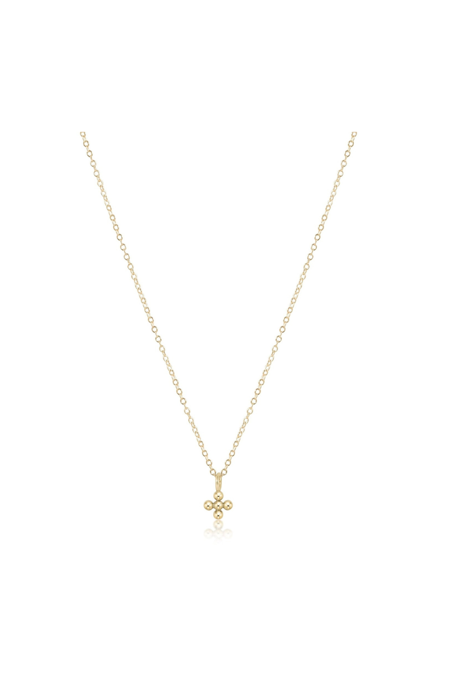 Enewton 16" Necklace Gold - Classic Beaded Signature Cross Small Gold Charm