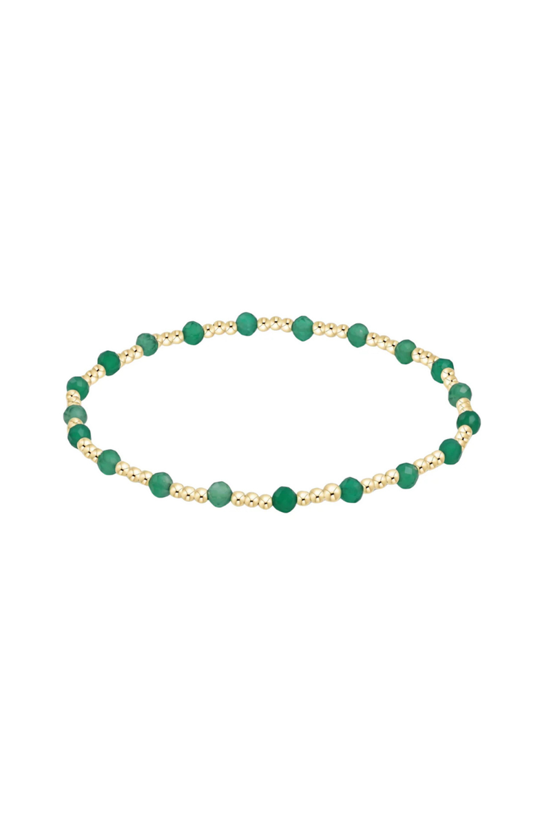 AQUAMARINE GEMSTONE GOLD SINCERITY PATTERN 3MM BEAD BRACELET main image 0
