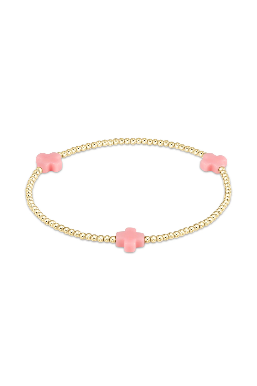 Enewton Signature Cross Gold Pattern 2mm Bead Bracelet - Pink