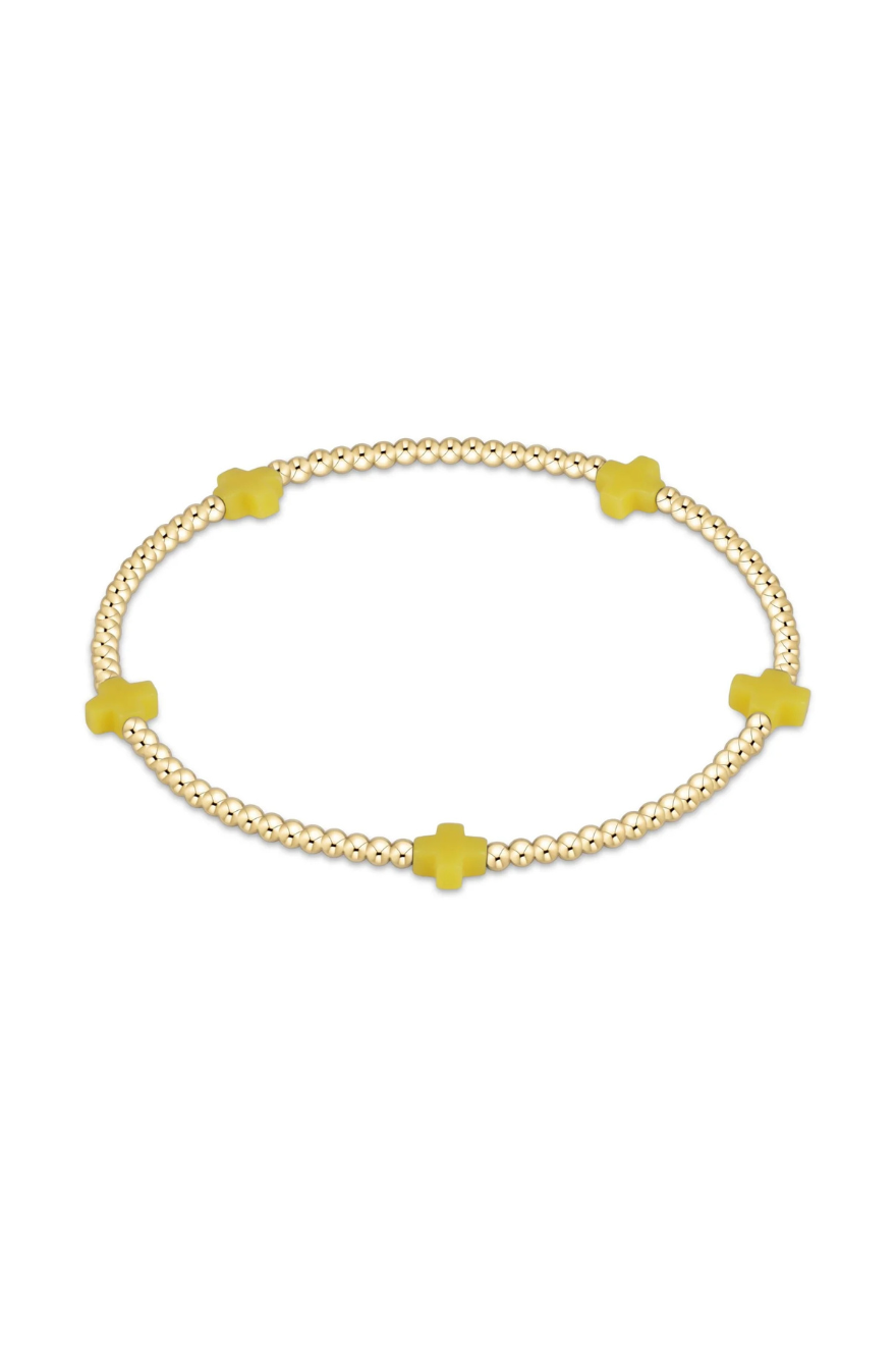 Enewton Signature Cross Small Gold Pattern 2mm Bead Bracelet - Canary