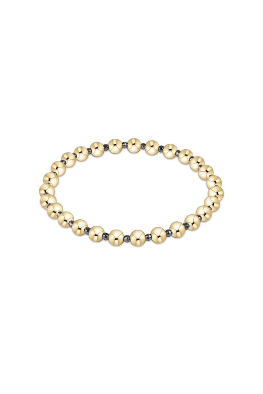 Enewton Silver Faceted Hematite Grateful Pattern 5mm Bead Bracelet