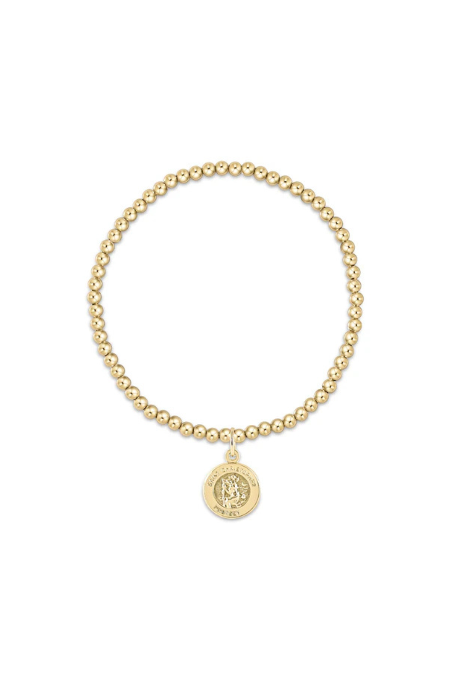 Enwton Classic Gold 3mm Bead Bracelet - Protection Gold Disc