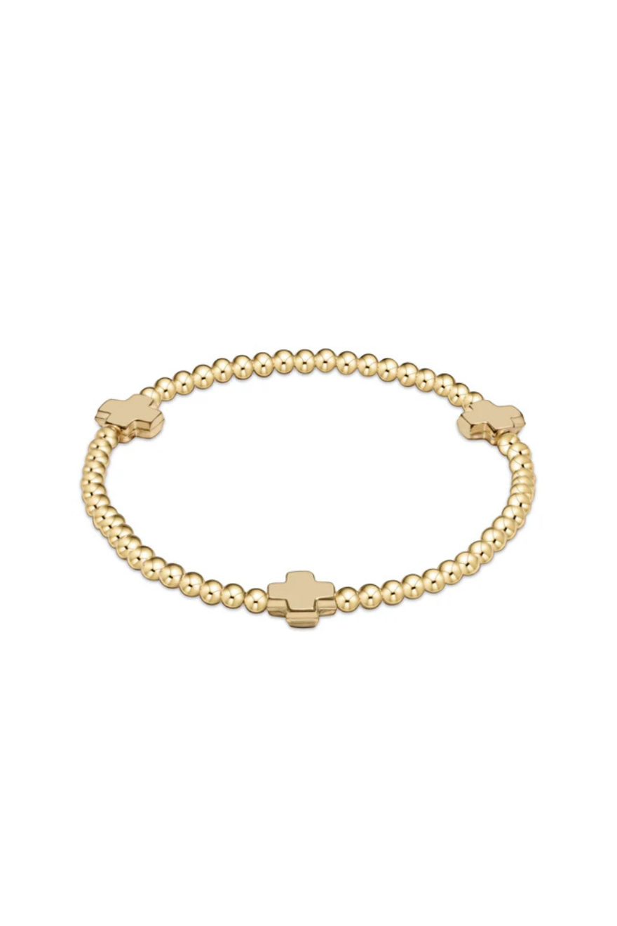 Enewton Signature Cross Gold Pattern 3mm Bead Bracelet - Gold