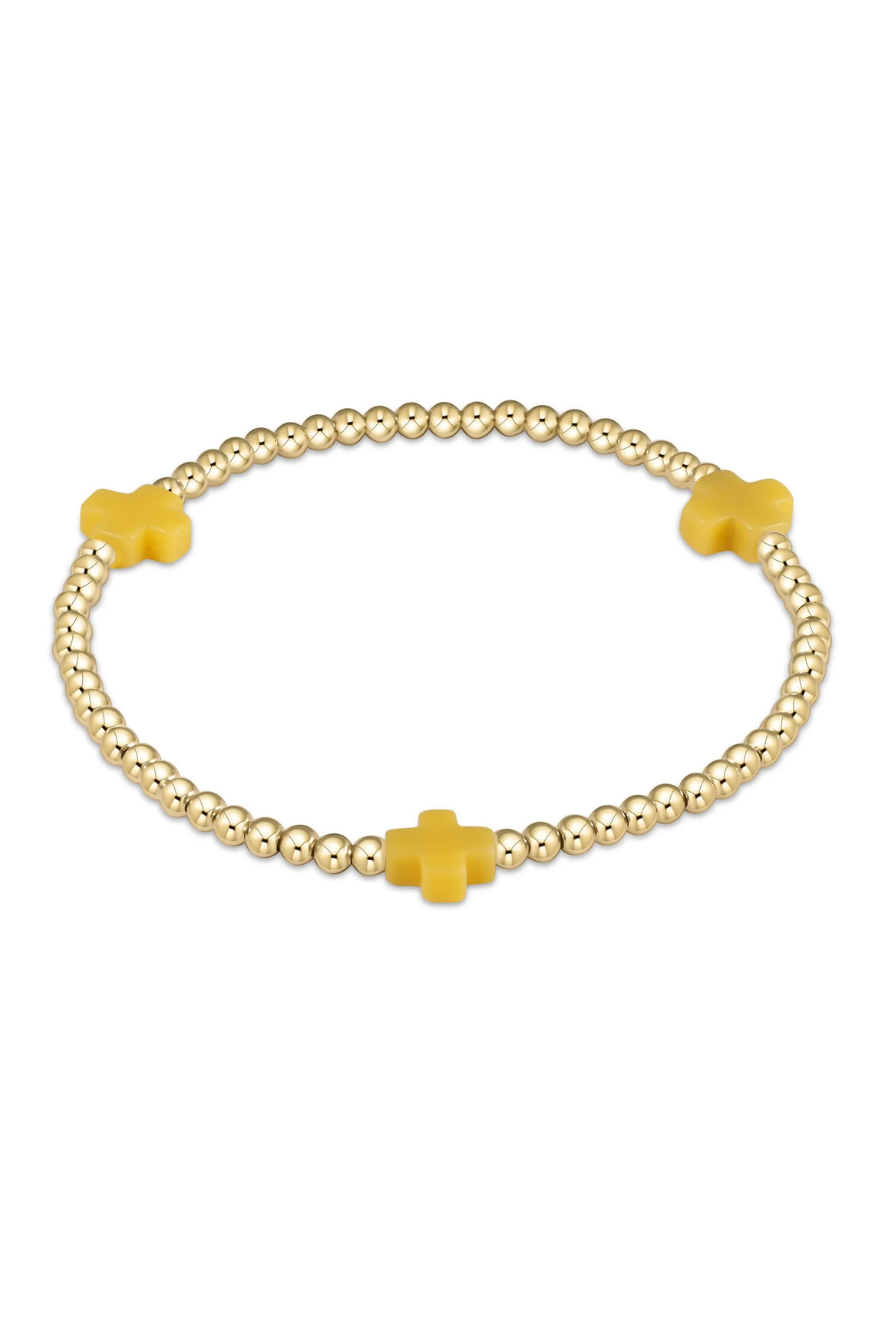 Enewton Signature Cross Gold Pattern 3mm Bead Bracelet - Canary