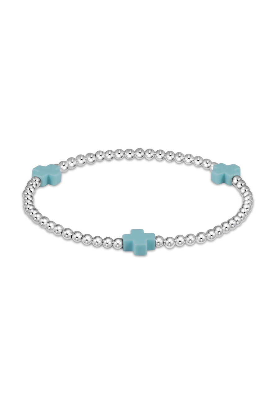 Enewton Signature Cross Sterling 3mm Bead Bracelet - Turquoise