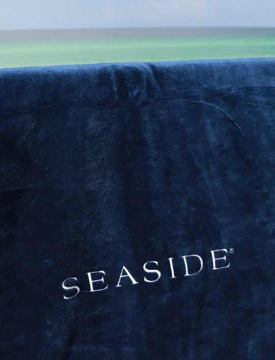 Navy Embroidered Beach Towel