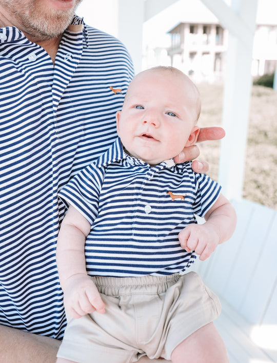 Navy Stripe Infant Bud Polo Onesie