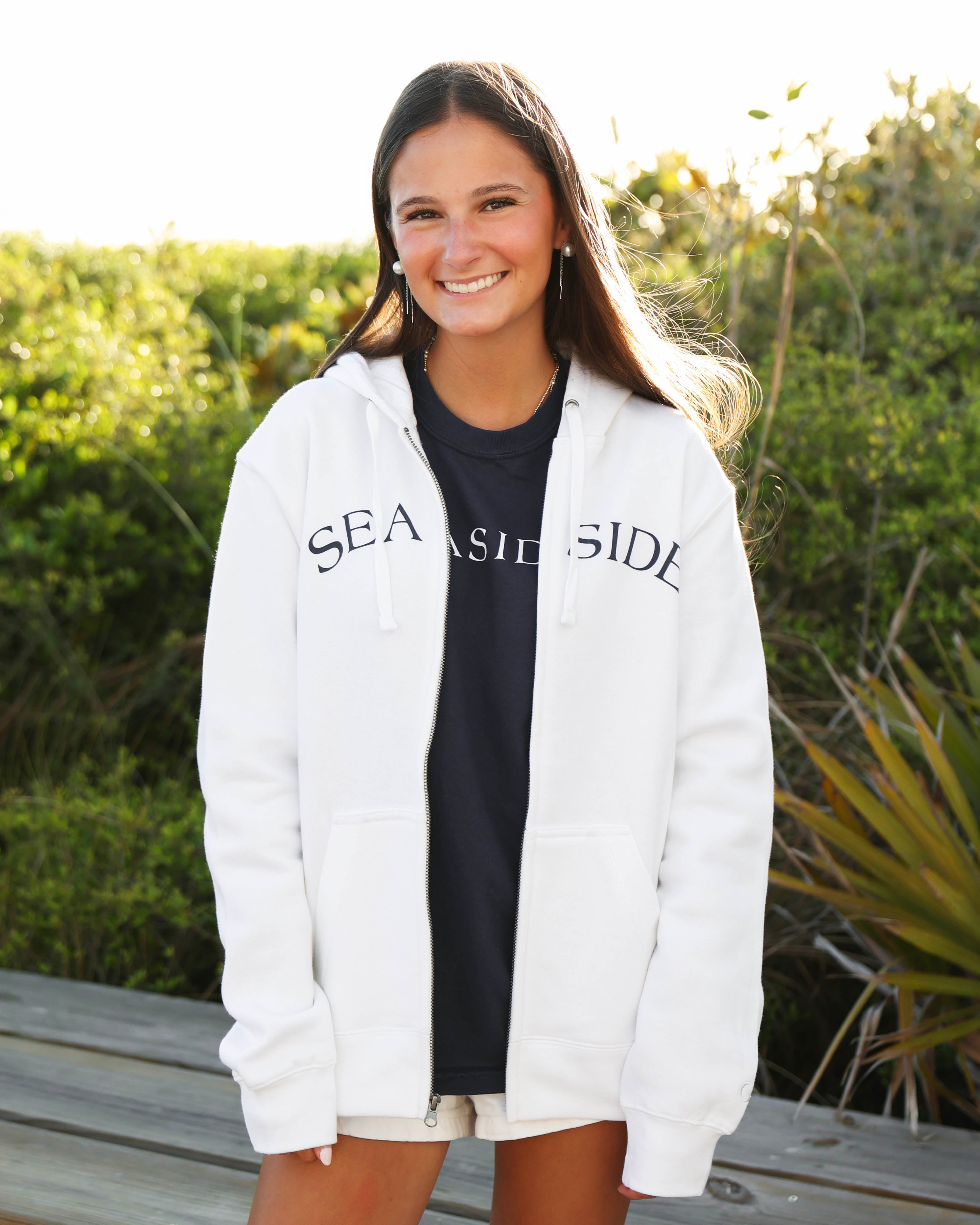 White Seaside Zip Hoodie – The Seaside Style