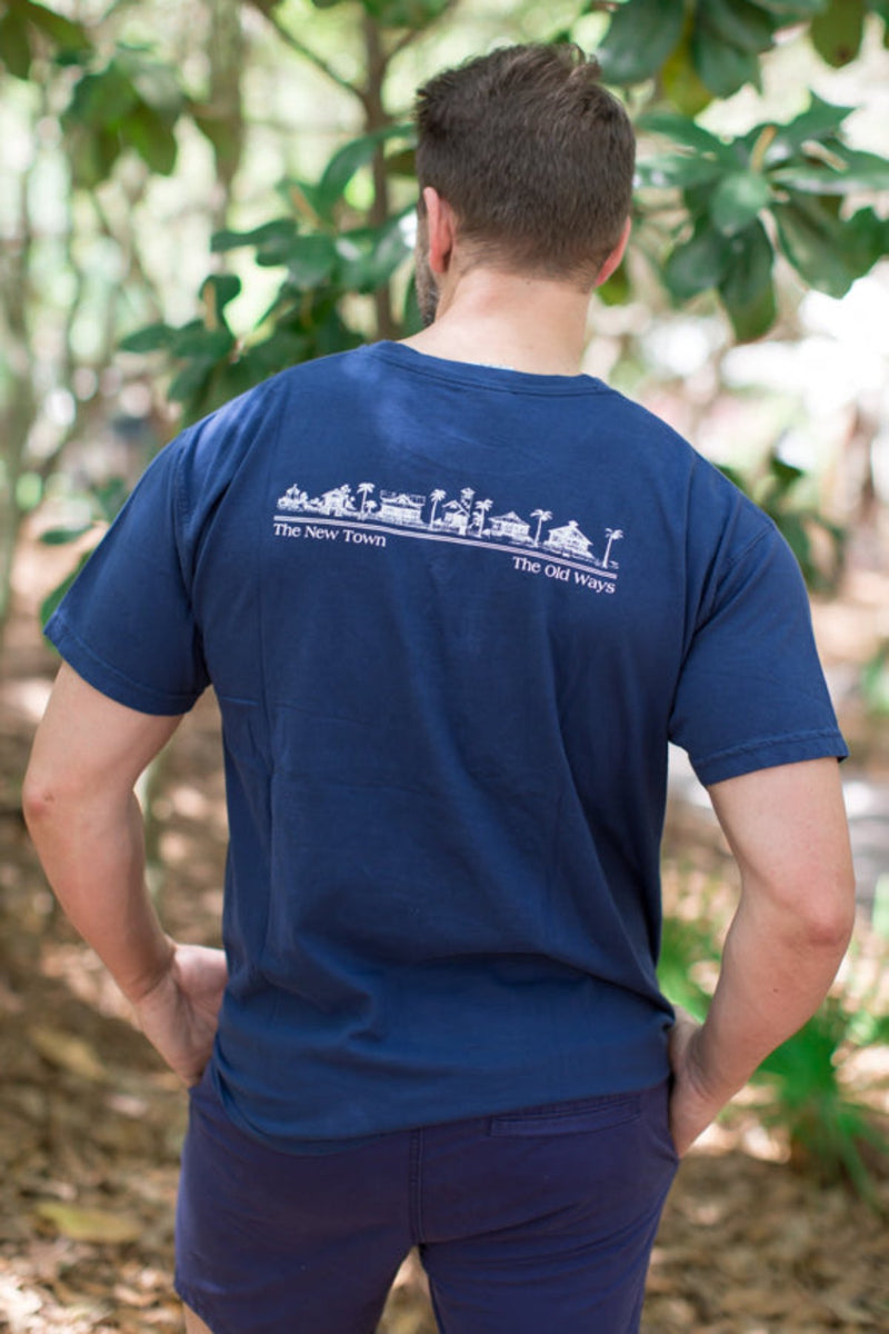 ★Ordes★ Wave shirring half tee navy Golden Ss Tee Navy - Navy | Hang Ten