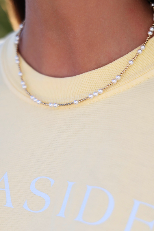 15" CHOKER HOPE 3MM PEARL-GOLD