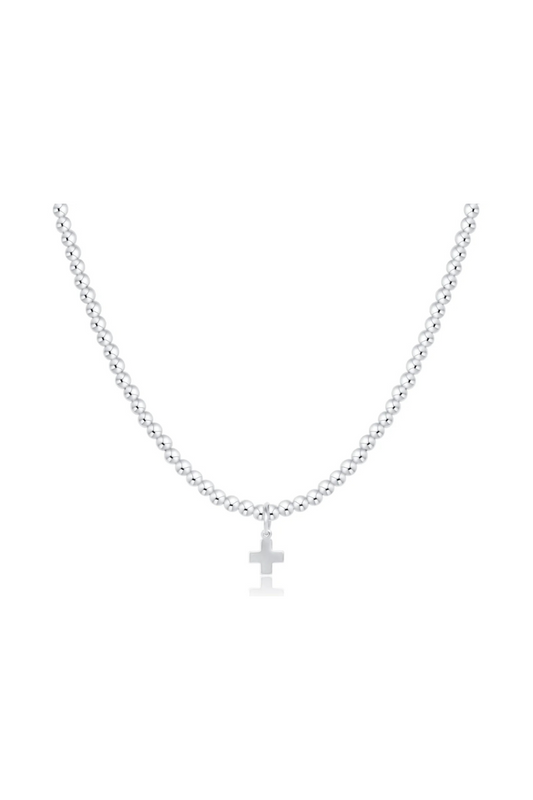 Enewton 15" Choker Sterling 3mm Bead - Signature Cross Sterling Charm