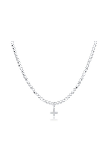 Enewton 17" Choker Sterling 3mm Bead - Signature Cross Sterling Charm