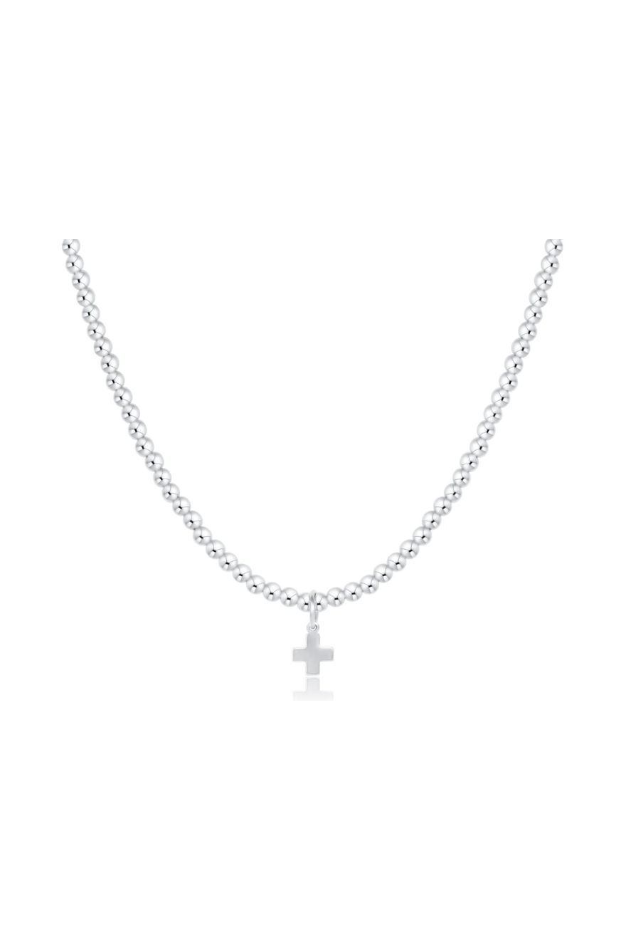 Enewton 17" Choker Sterling 3mm Bead - Signature Cross Sterling Charm