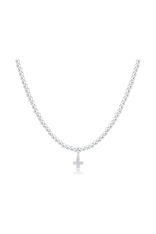Enewton 17" Choker Sterling 3mm Bead - Signature Cross Sterling Charm