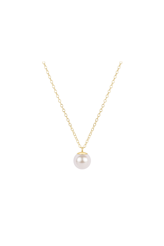 16" necklace gold - classic pearl 10mm charm