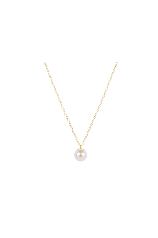 16" necklace gold - classic pearl 8mm charm
