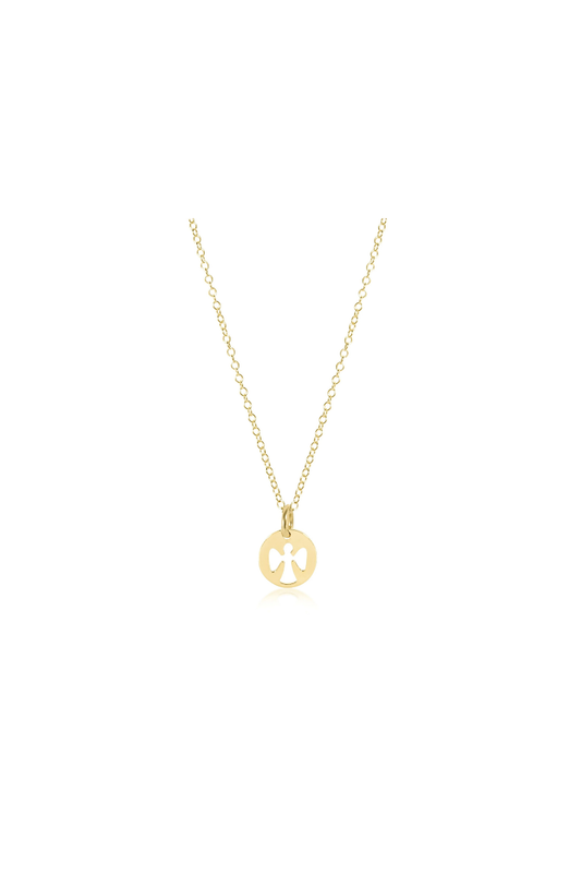 16" necklace gold - guardian angel small gold disc