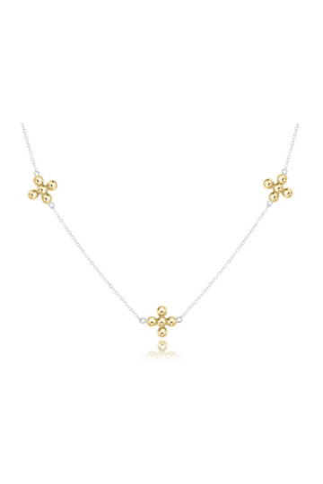 Enewton 15" Choker Simplicity Chain Mixed Metal - Classic Beaded Signature Cross