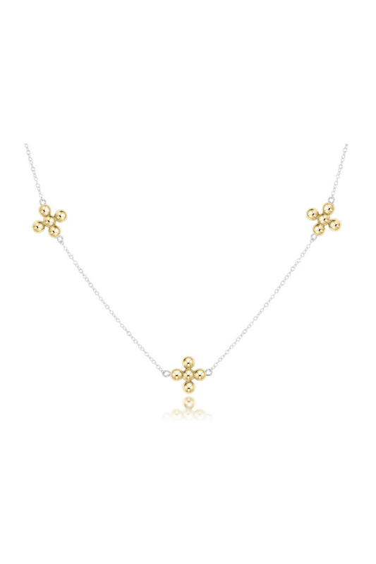 Enewton 15" Choker Simplicity Chain Mixed Metal - Classic Beaded Signature Cross