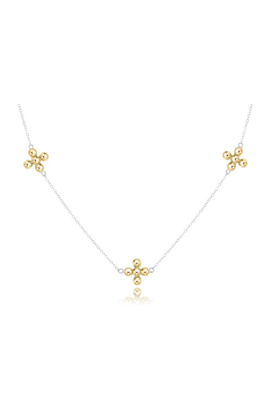 Enewton 17" Choker Simplicity Chain Mixed Metal - Classic Beaded Signature Cross
