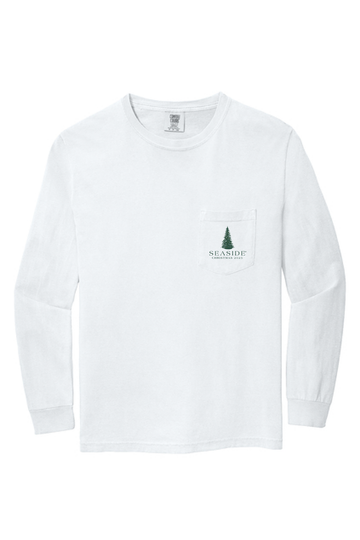 2025 White Seaside Christmas Pocket Tee front