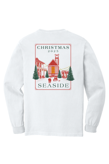 2025 White Seaside Christmas Pocket Tee back
