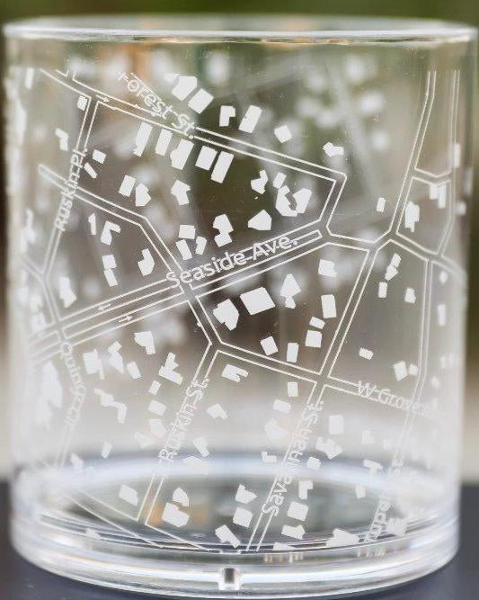 Acrylic Seaside Map Glasses Set of 4 