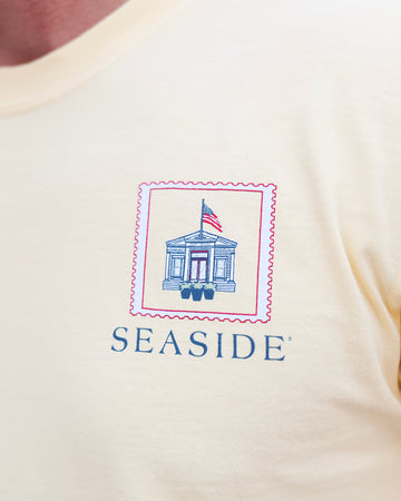 Americana Postage Stamps Tee Patriotic The Seaside Style 30a Yellow