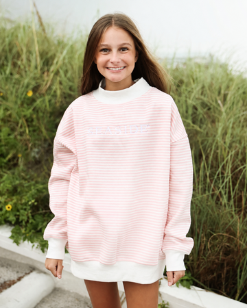 Blossom Stripe Seaside Mock Neck Sweatshirt The Seaside Style 30a