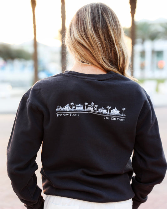 Black Lightweight Unisex Seaside Sweatshirt back 