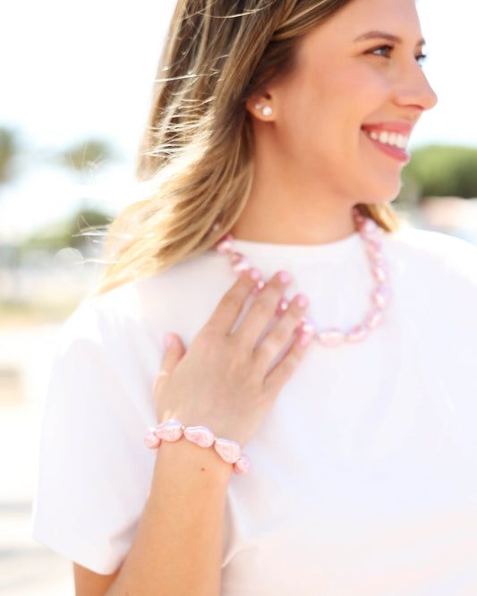 Pink Blossom Pearl Neckalce and Bracelet Seaside Florida 30A