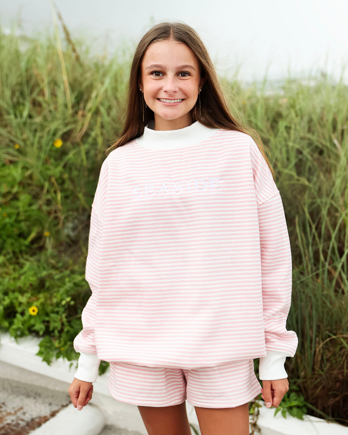 Blossom Stripe Seaside Mock Neck The Seaside Style 30a