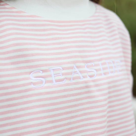 Blossom Stripe Seaside Mock Neck Sweatshirt The Seaside Style 30a