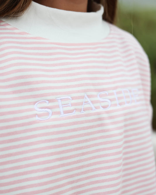 Blossom Stripe Seaside Mock Neck Sweatshirt The Seaside Style 30a