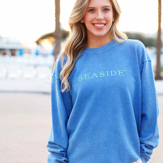 Blue Seaside Corded Crewneck Sweatshirt The Seaside Style 30A