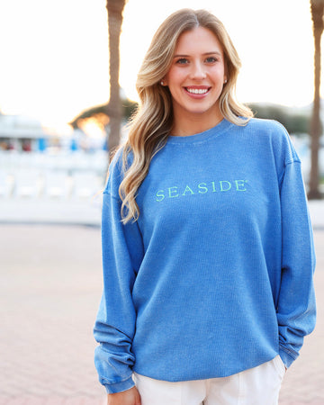 Blue Seaside Corded Crewneck Sweatshirt The Seaside Style 30A