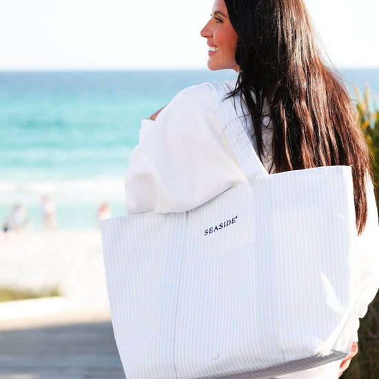 Blue Stripe Seaside Jumbo Tote The Seaside Style TRVL 30A