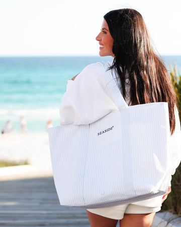 Blue Stripe Seaside Jumbo Tote The Seaside Style TRVL 30A