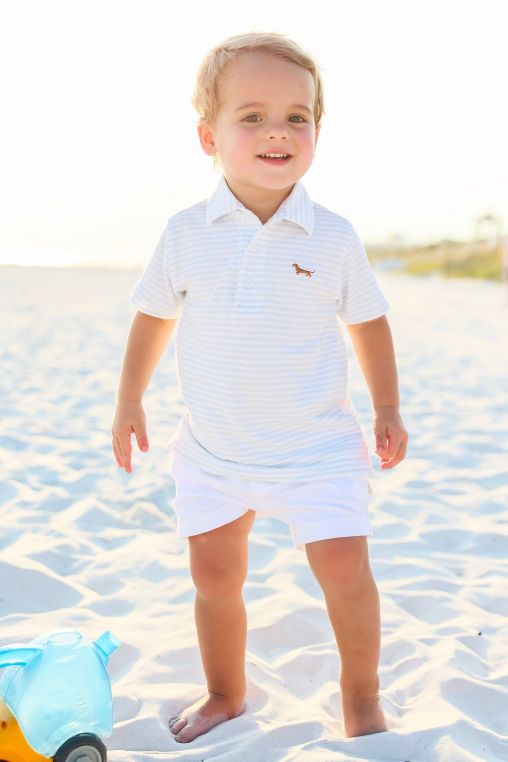 Blue and White Stripe Toddler Bud Seaside Polo