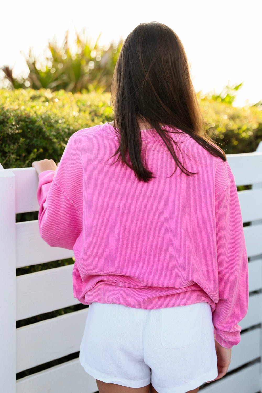 Bubblegum Pink Watermelon Crunchberry Seaside Corded Embroidered Sweatshirt