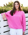 Bubblegum Pink Watermelon Crunchberry Seaside Corded Embroidered Sweatshirt