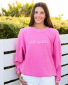 Bubblegum Pink Watermelon Crunchberry Seaside Corded Embroidered Sweatshirt The Seaside Style 