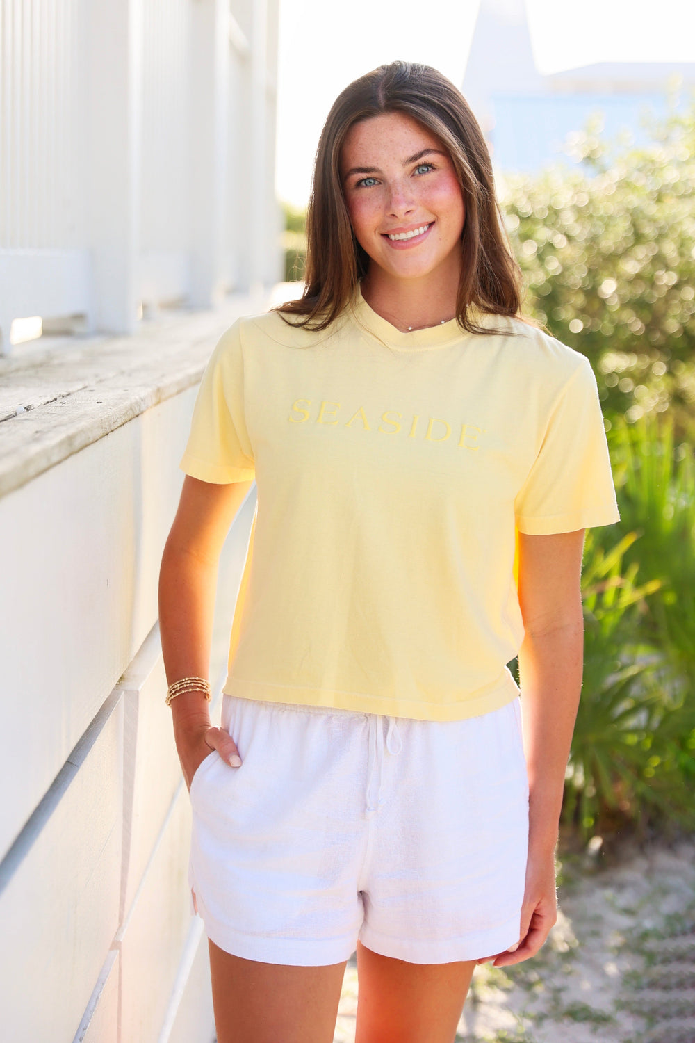 Butter Yellow Cropped Seaside Tee 