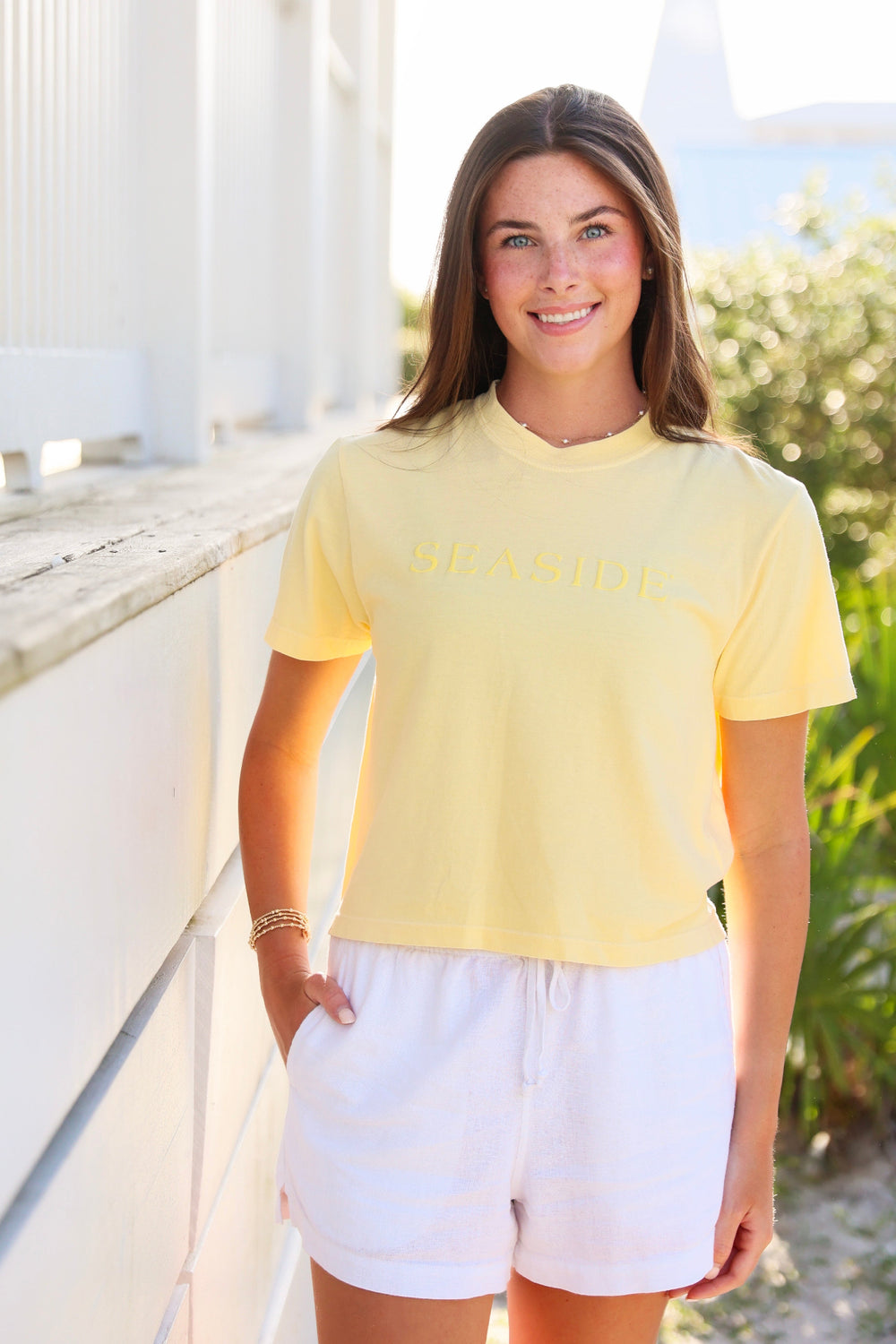 Butter Yellow Cropped Seaside Tee