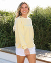 Butter Yellow Seaside Corded Ribbed Embroidered Sweatshirt