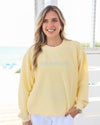 Butter Yellow Seaside Corded Ribbed Embroidered Sweatshirt